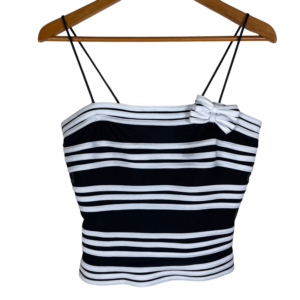 JS Collections Black/White Strap Camisole w/ Bow in Size 8 with No Fabric Tag